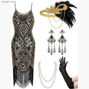 Sequin Fringe Flapper Dress 1920s Gatsby Cocktail Party Prom